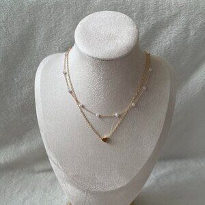 Gold heart layered necklace